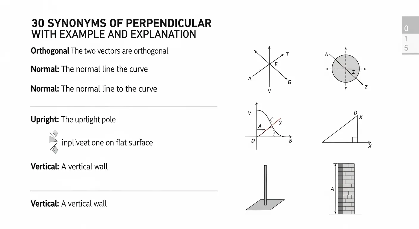 Perpendicular Simple Example 30 Synonyms of Perpendicular with Example and Explanation 2026