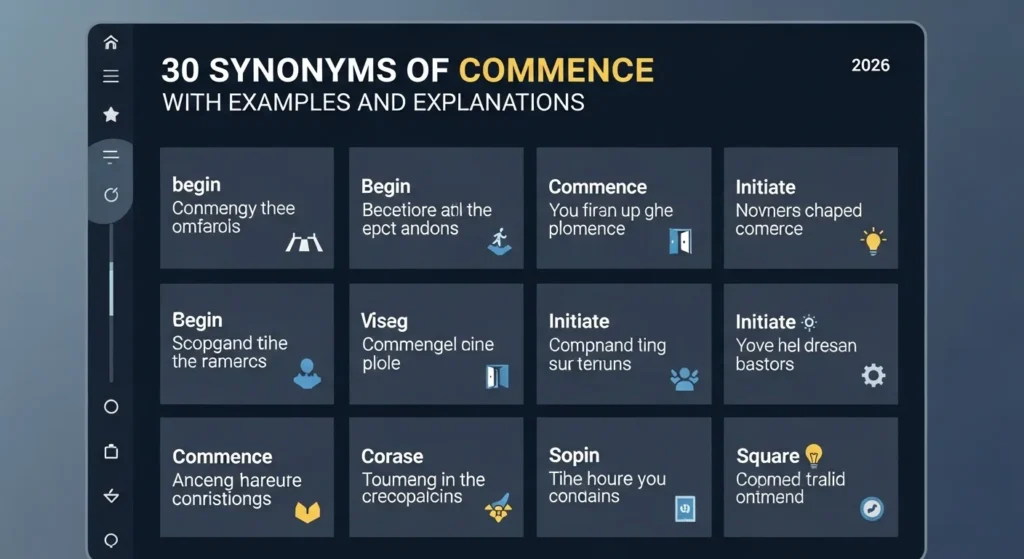 Synonyms of Commence