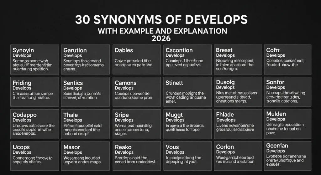 synonyms of develops