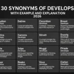 synonyms of develops