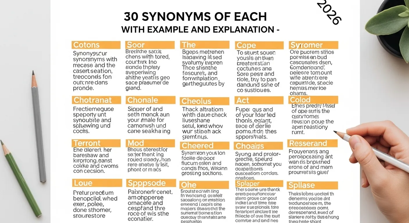 30 Synonyms of Each with Example and Explanation 2026