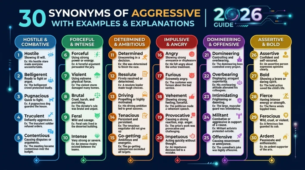synonyms of aggressive