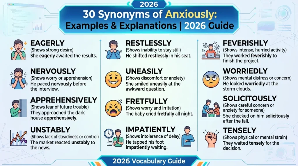 synonyms of anxiously