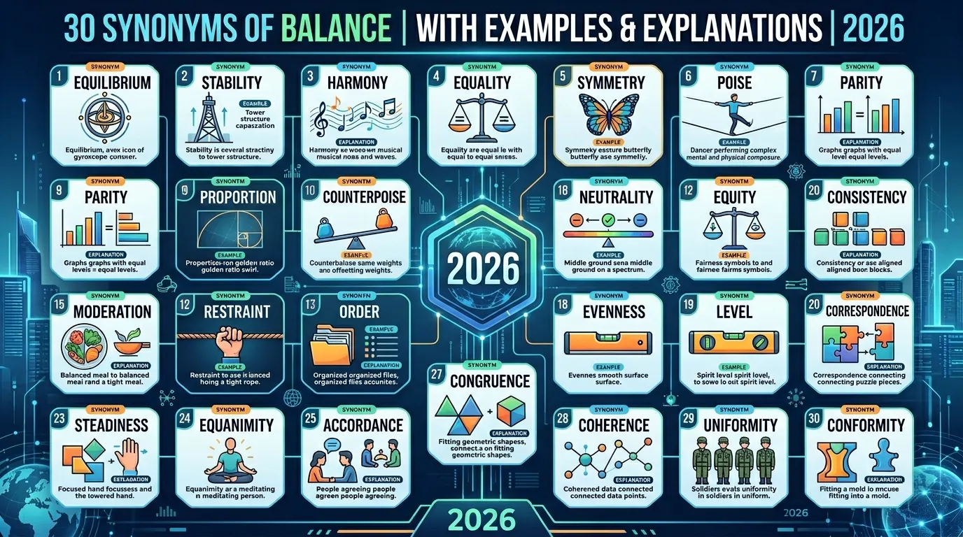 30 Synonyms of Balance with Example and Explanation 2026