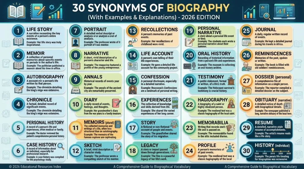 synonyms of biography