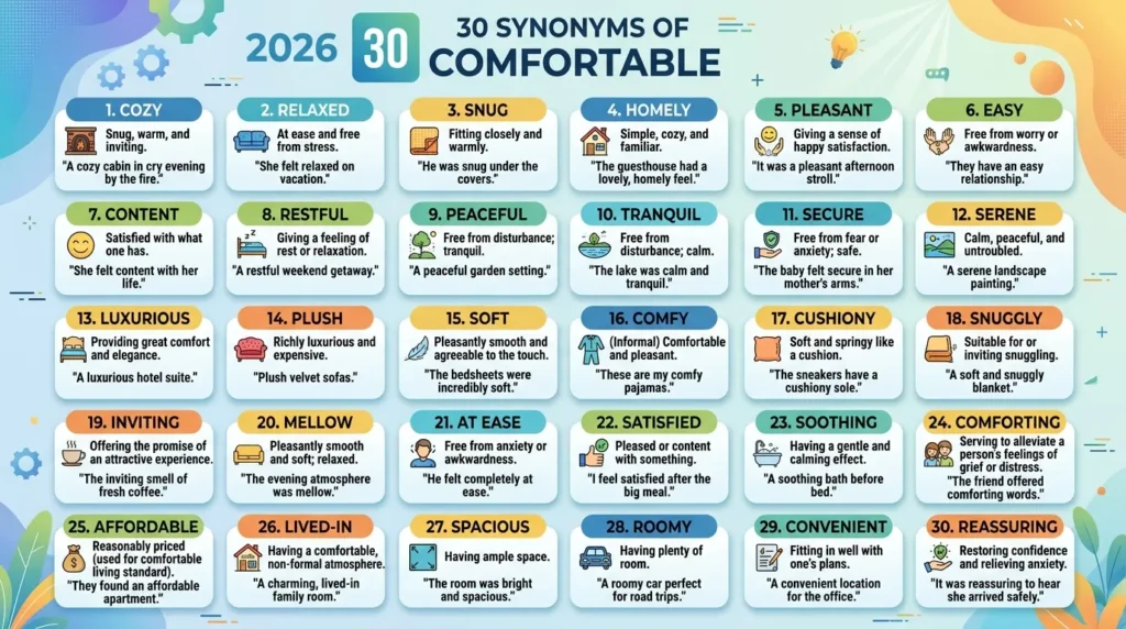 synonyms of comfortable