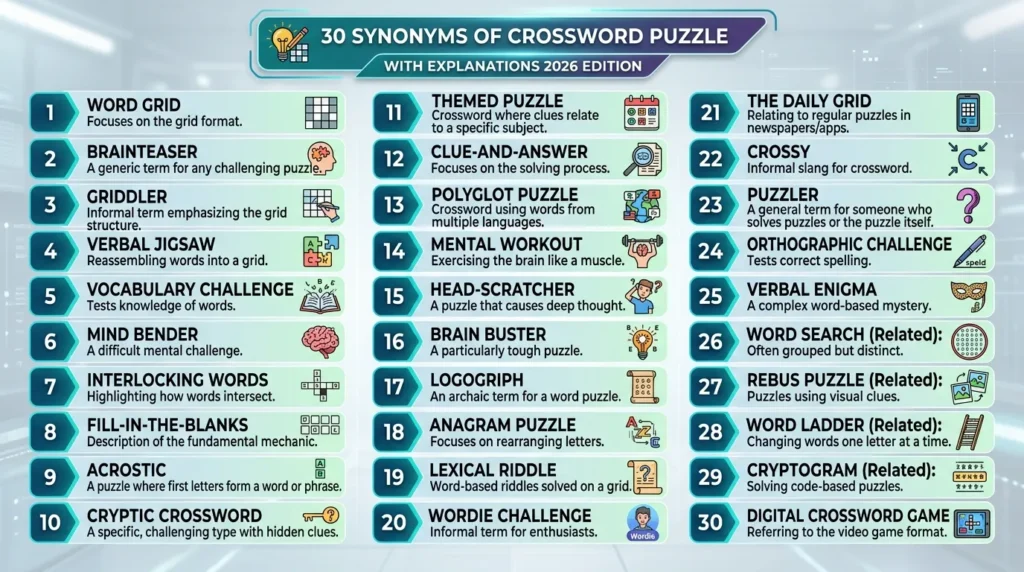 Synonyms of Crossword Puzzle