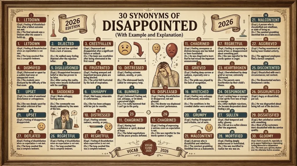 synonyms of disappointed