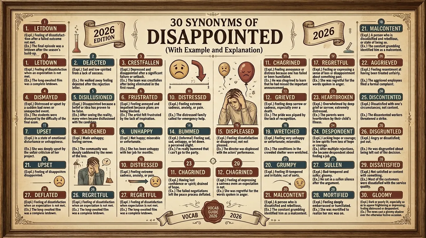 synonyms of disappointed