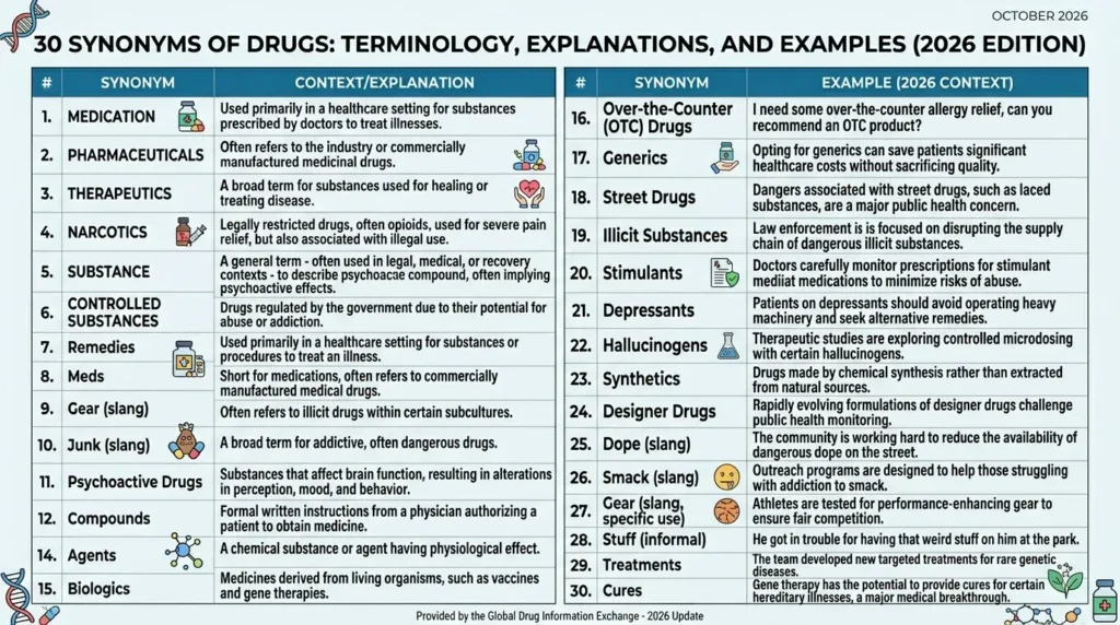 synonyms of drugs