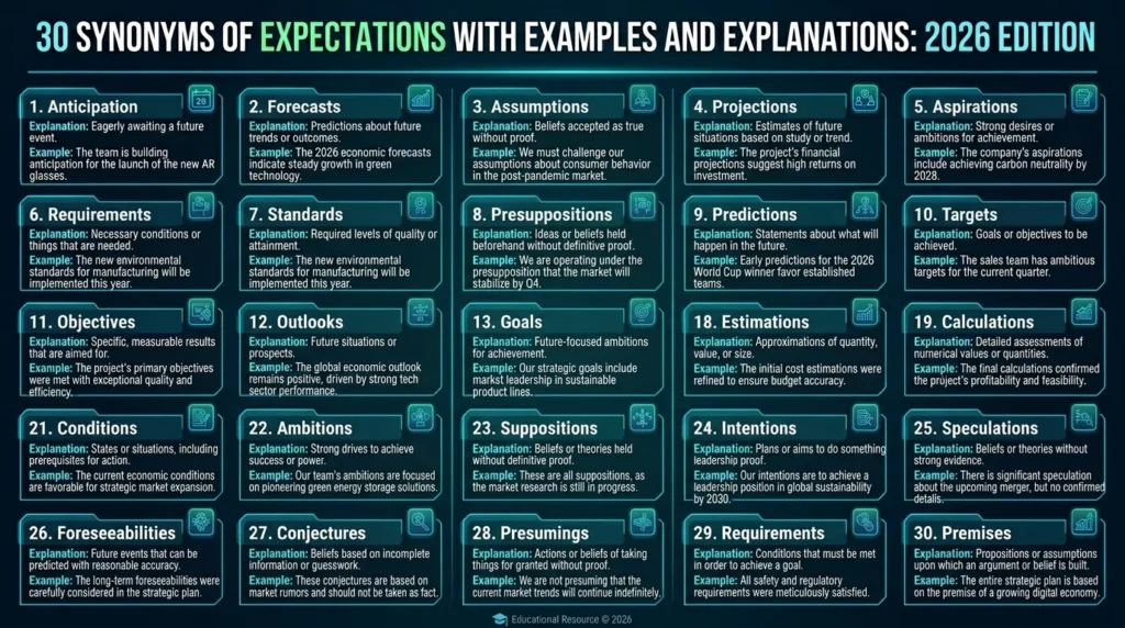 synonyms of expectations