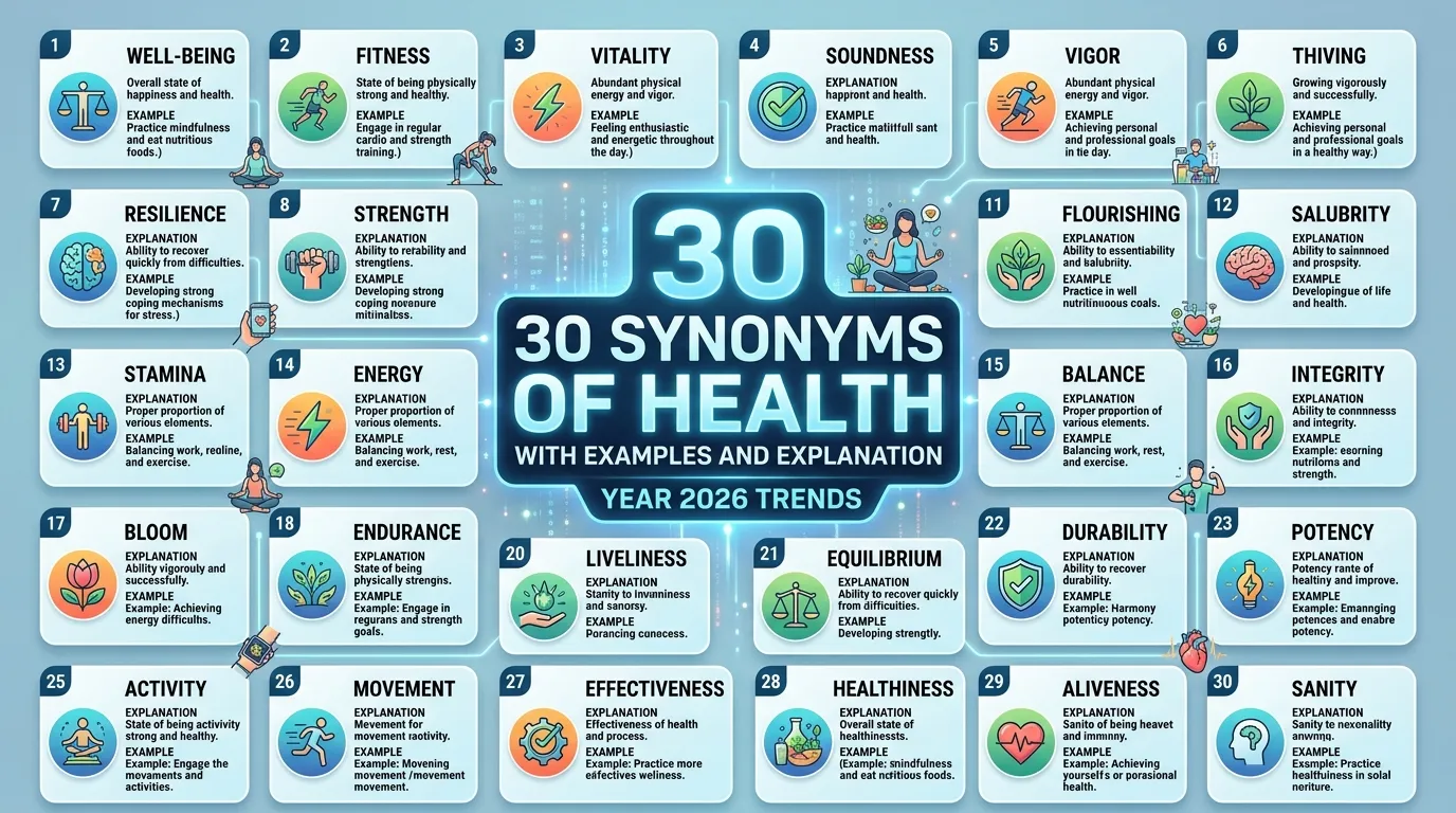 30 Synonyms of Health with Example and Explanation 2026