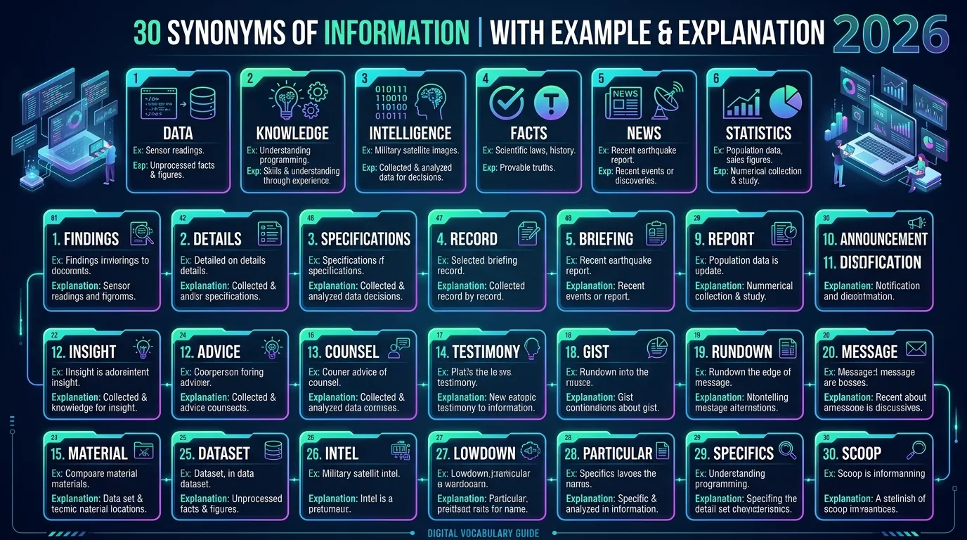 30 Synonyms of Information with Example and Explanation 2026