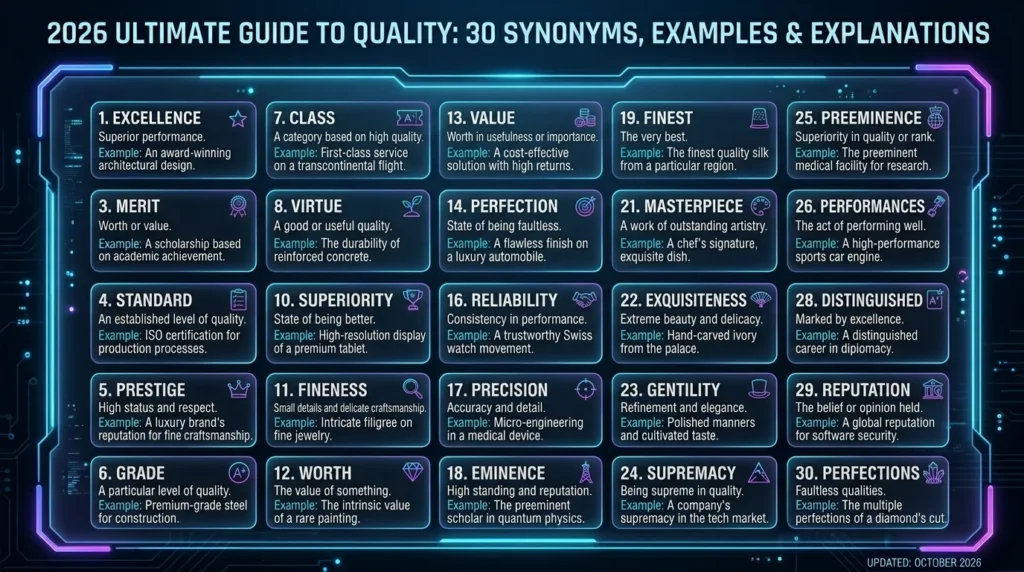 synonyms of quality