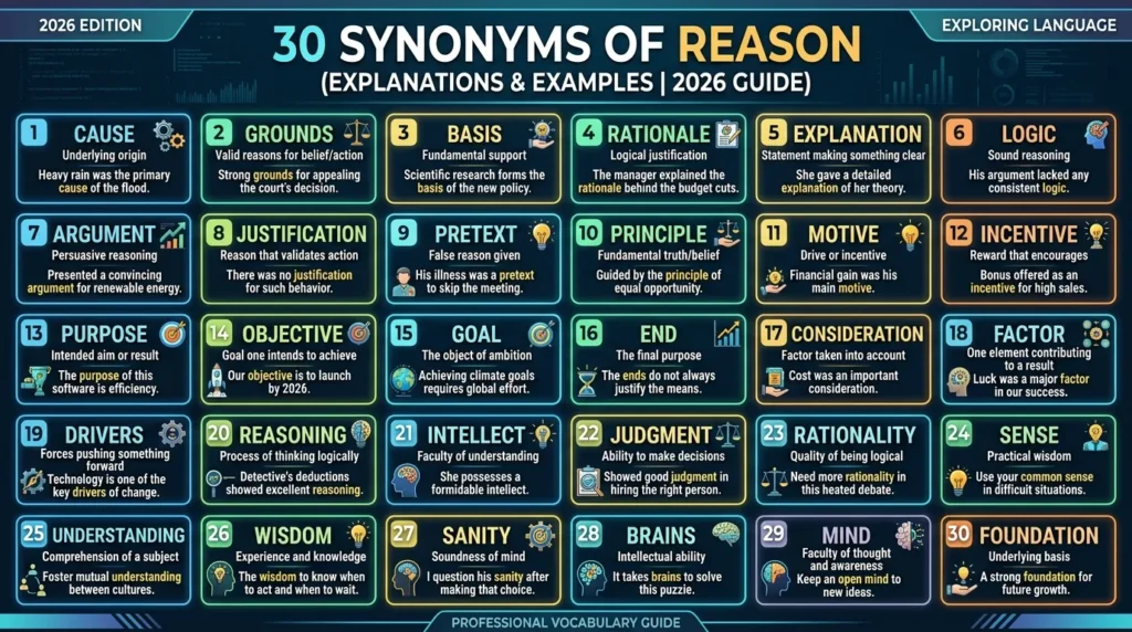 synonyms of reason