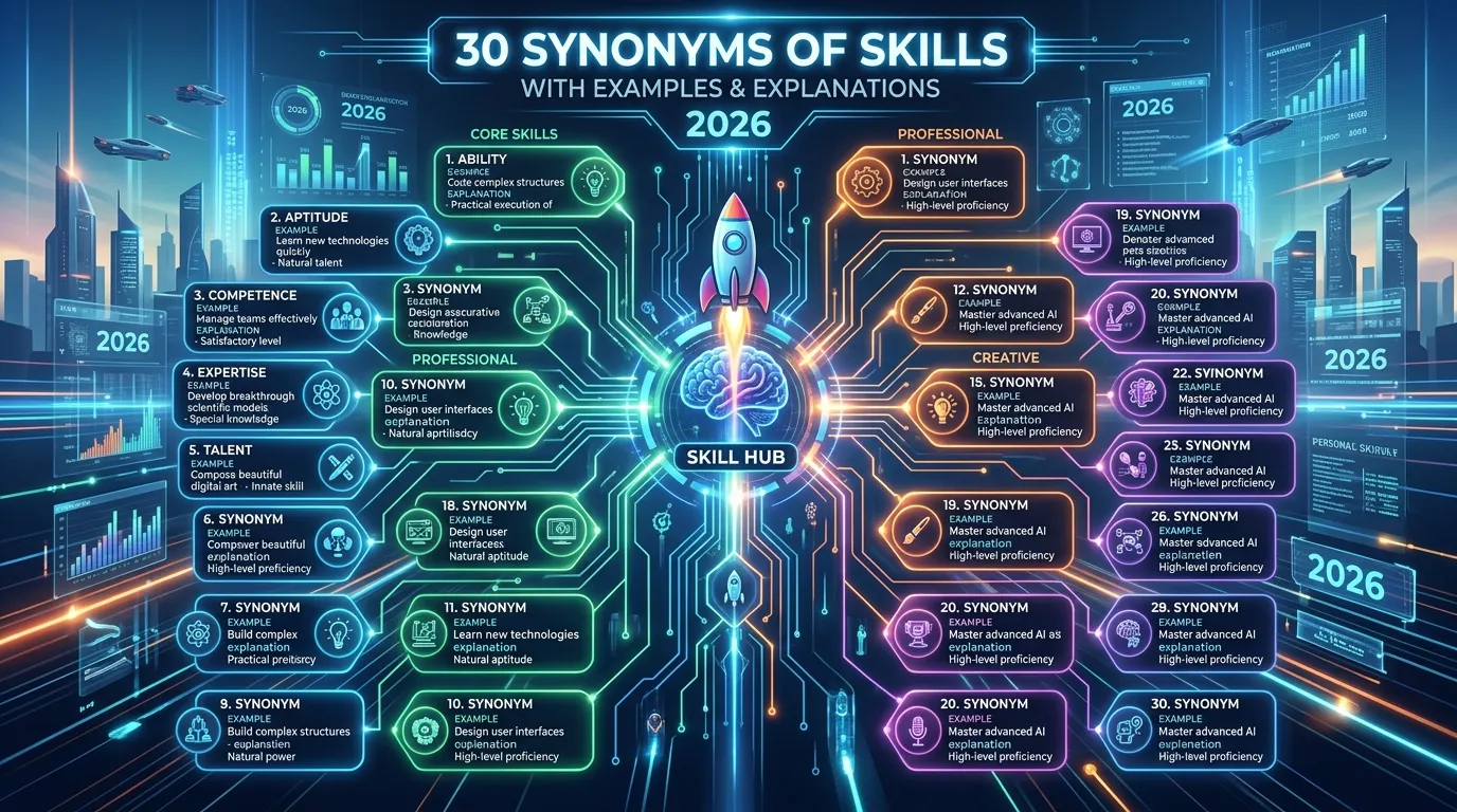 Professional Writing Tips Examples 30 Synonyms of Skills with Example and Explanation 2026