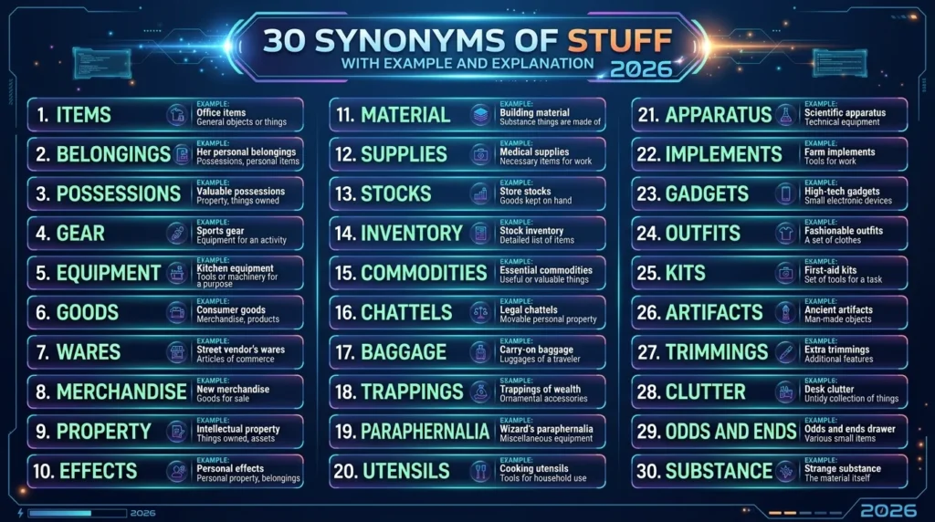 synonyms of stuff