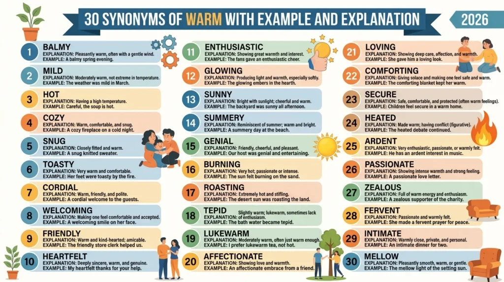 Synonyms of Warm