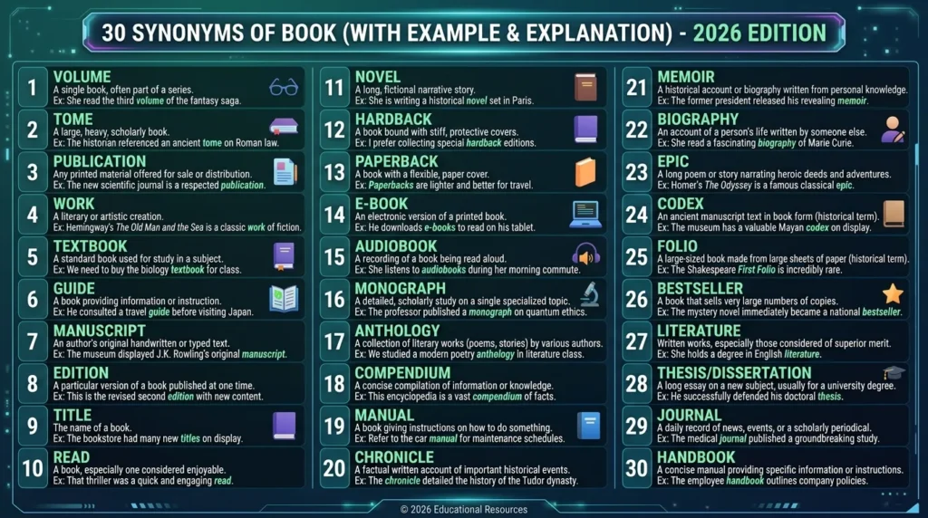 Synonyms of Book
