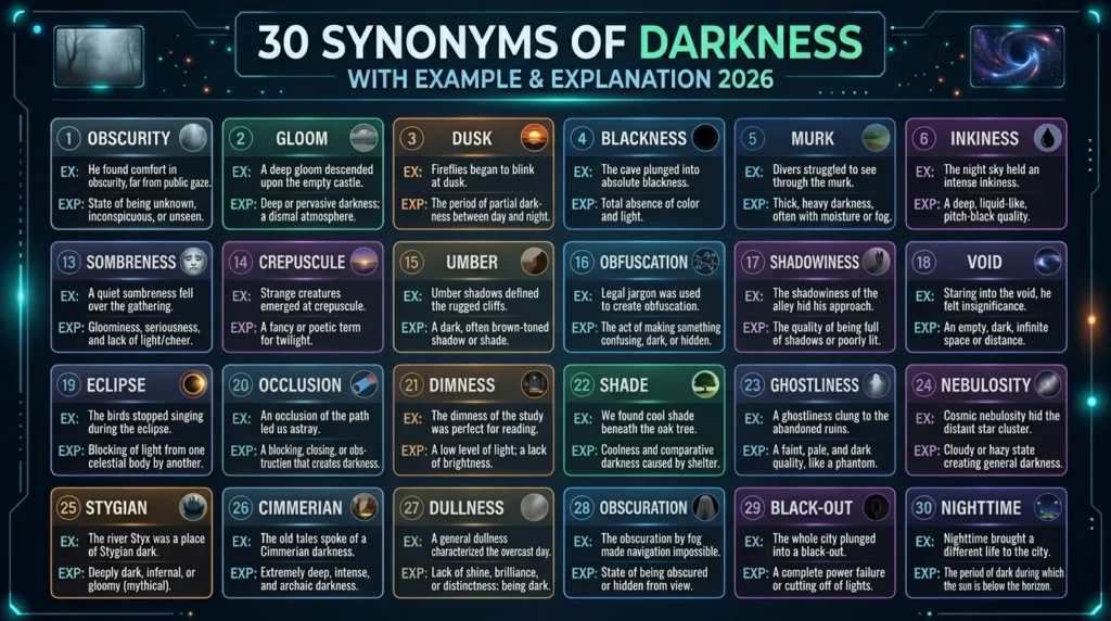 Synonyms of Darkness