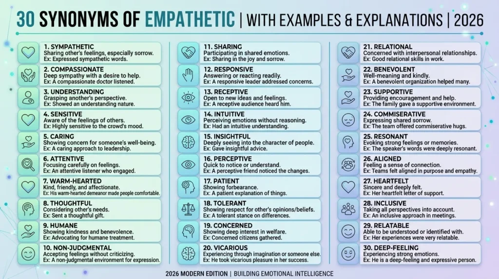 Synonyms of Empathetic