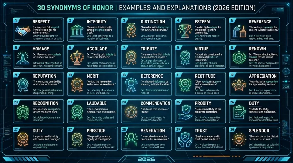 Synonyms of Honor