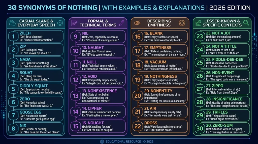Synonyms of Nothing