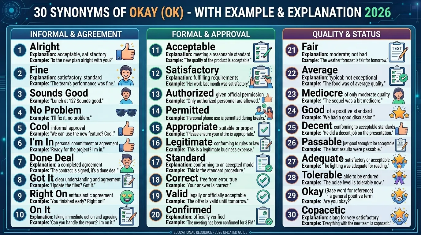 Synonyms of Okay