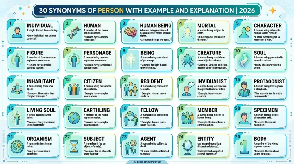 Synonyms of Person