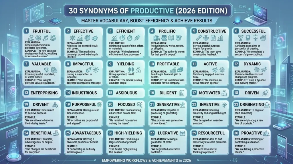 Synonyms of Productive