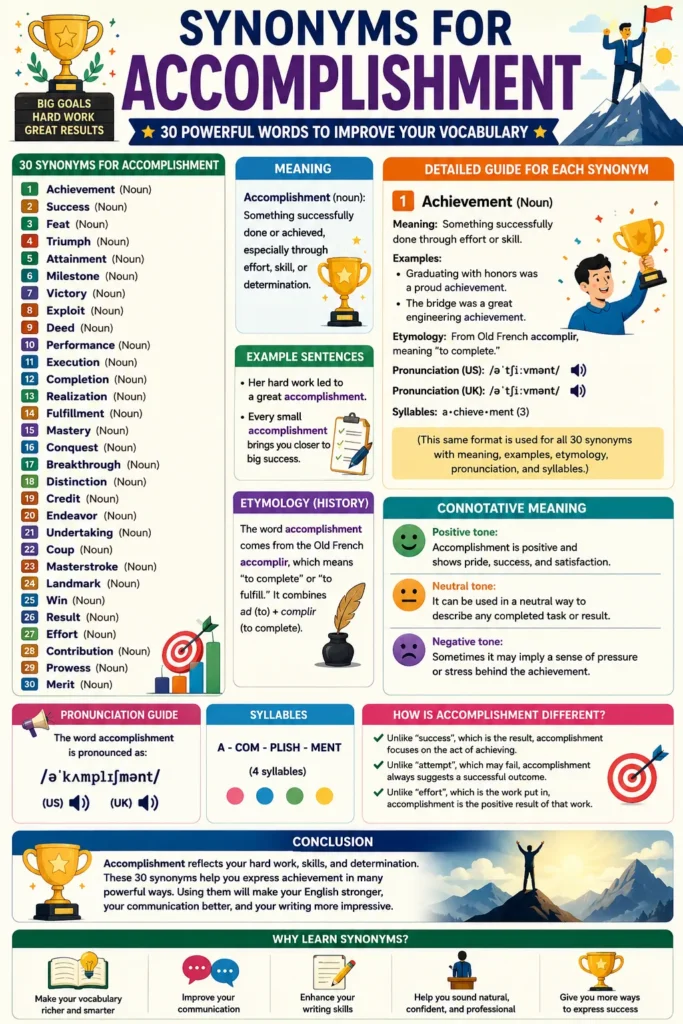 synonyms for accomplishment
