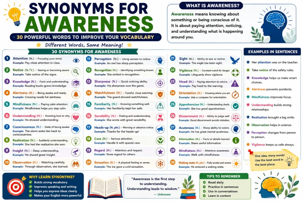 synonyms for awareness