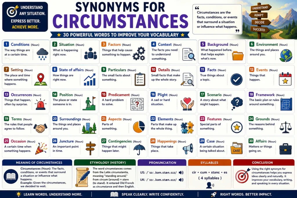 synonyms for circumstances