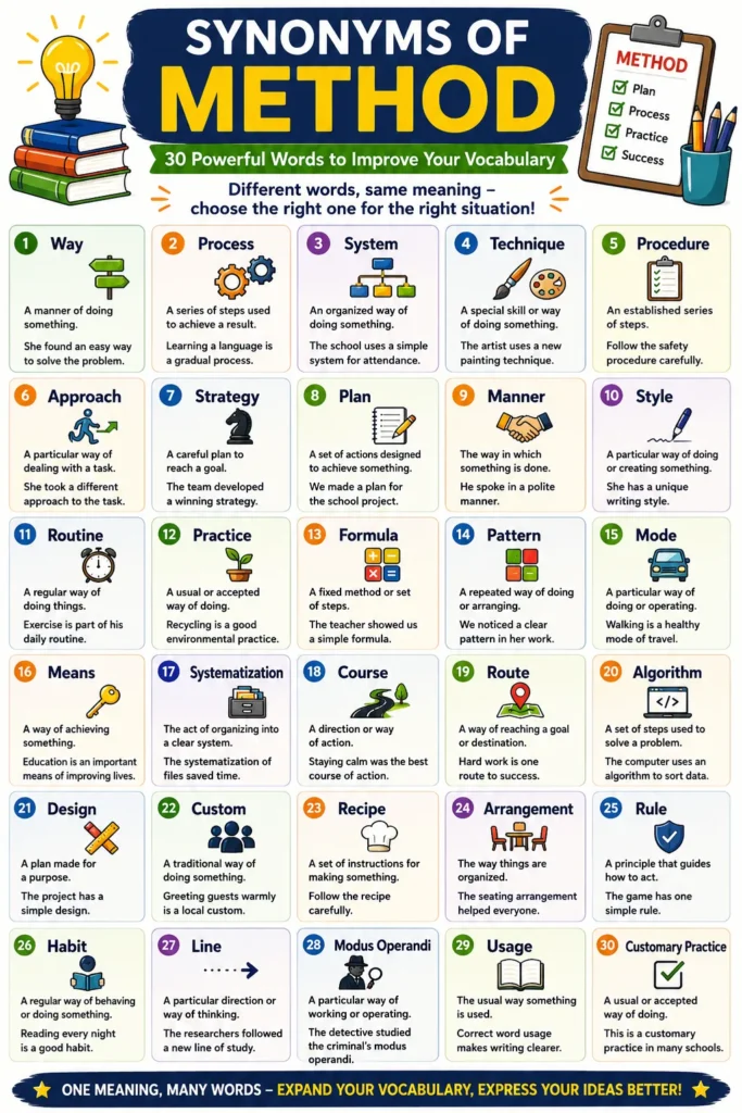 synonyms for method