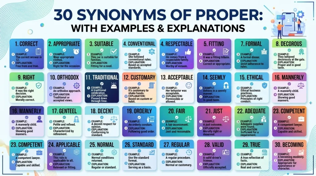 synonyms for proper