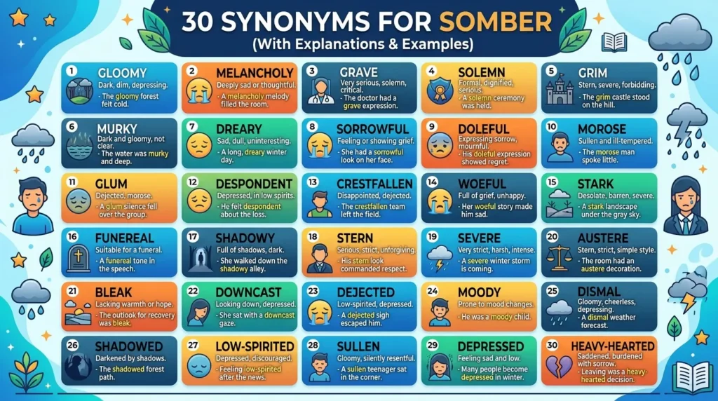 synonyms for somber