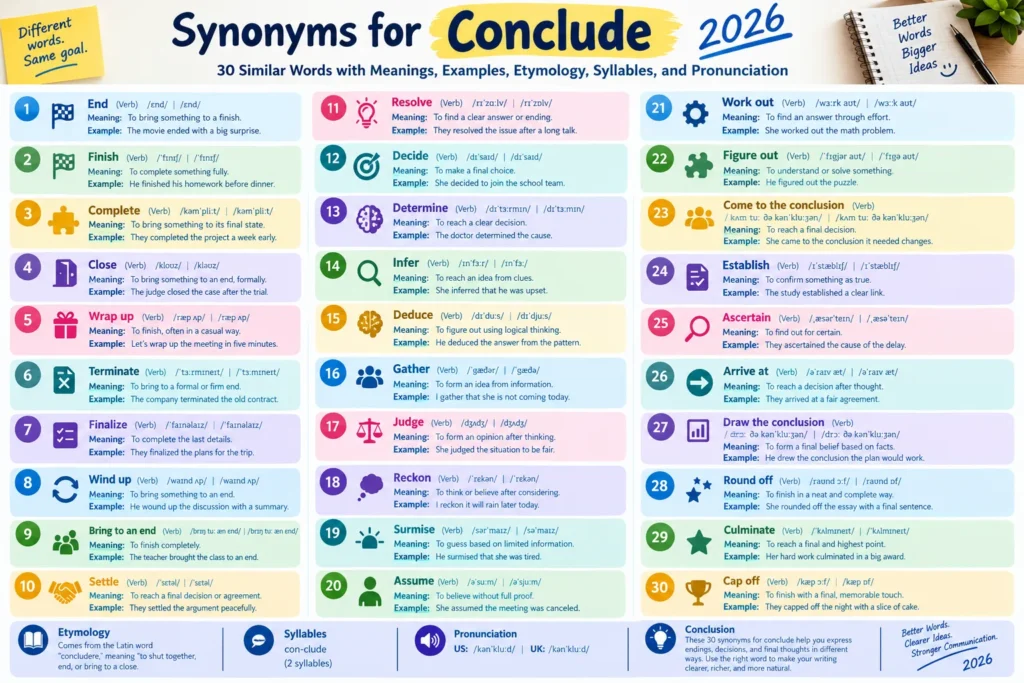 synonyms for conclude