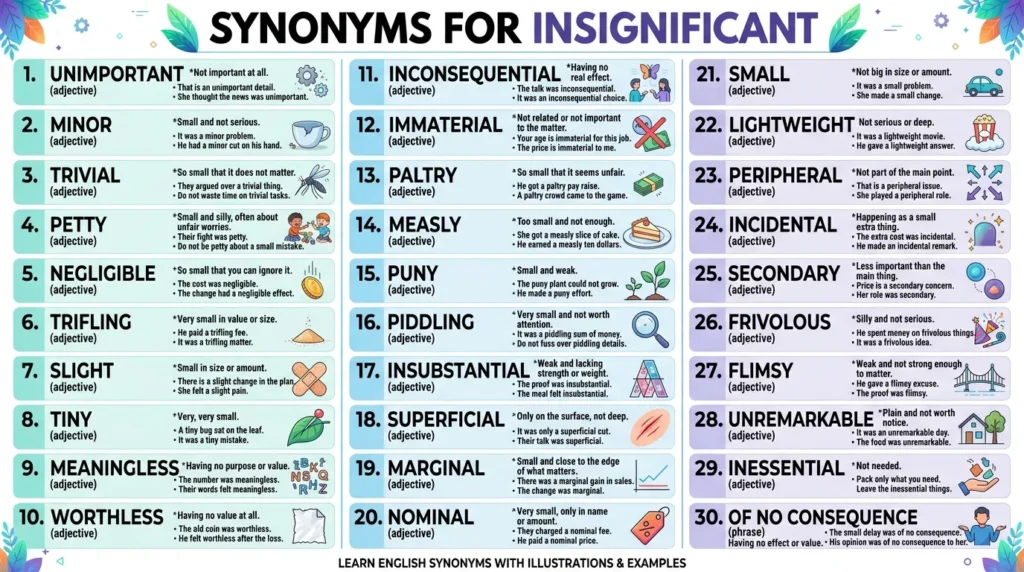 Synonyms for insignificant