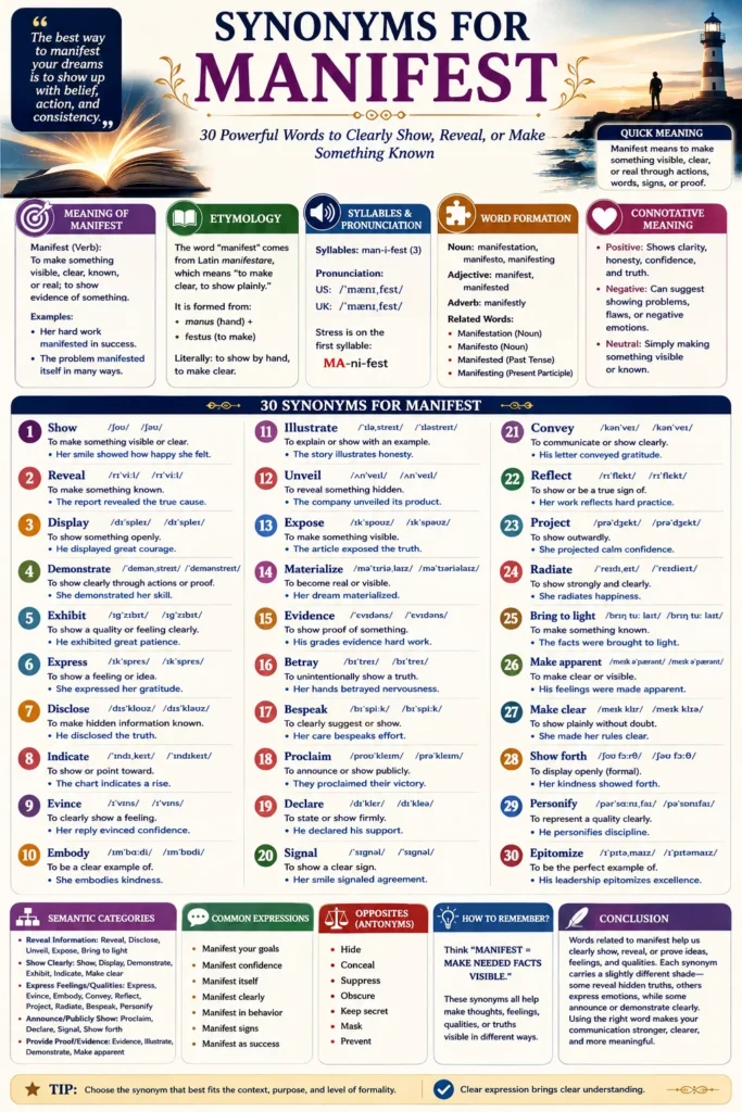 synonyms for manifest