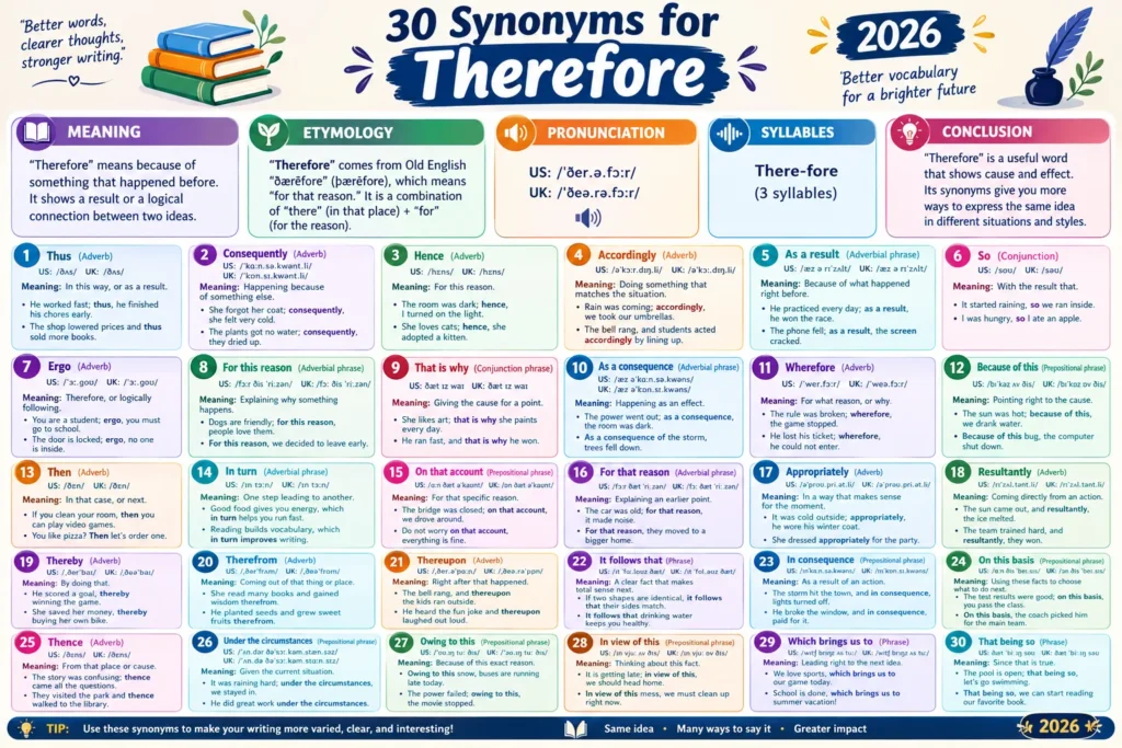 Synonyms for Therefore 30 Words to Build Your Vocabulary