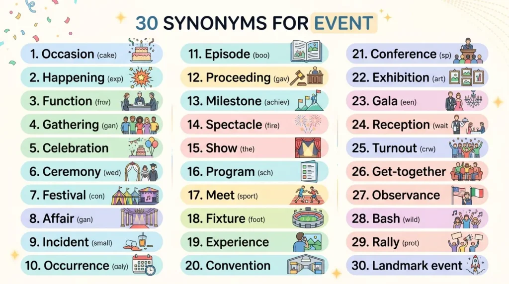 Synonyms for event
