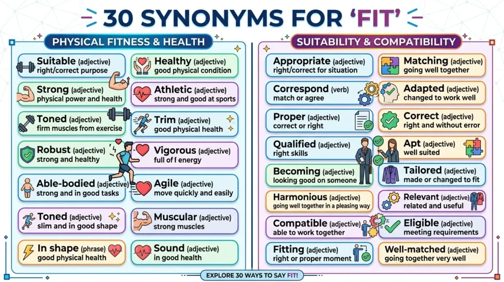 Synonyms for fit