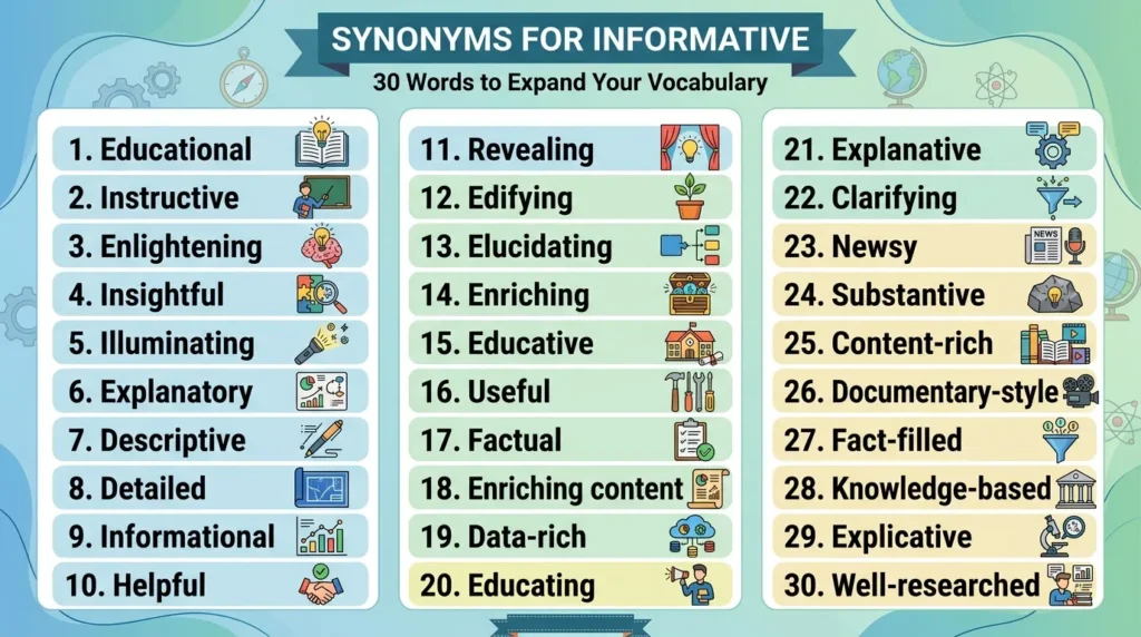 Synonyms for informative